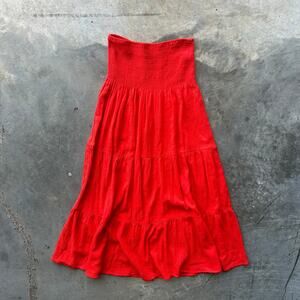 Route 66 Original Clothing Co. Tube Top Dress Women's S Red Tiered Casual